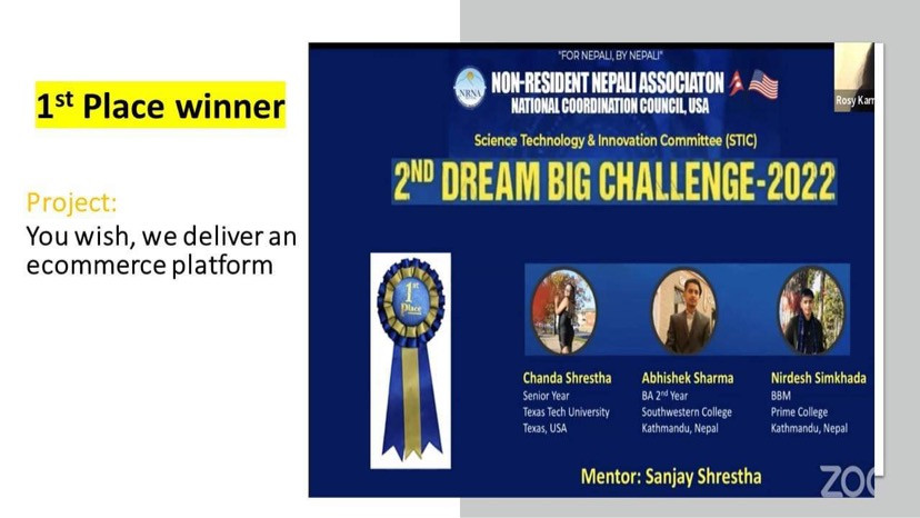 सेकेण्ड ड्रिम विग च्यालेन्ज २०२२ मा अमेरिका र नेपालका विद्यार्थी पुरस्कृत
